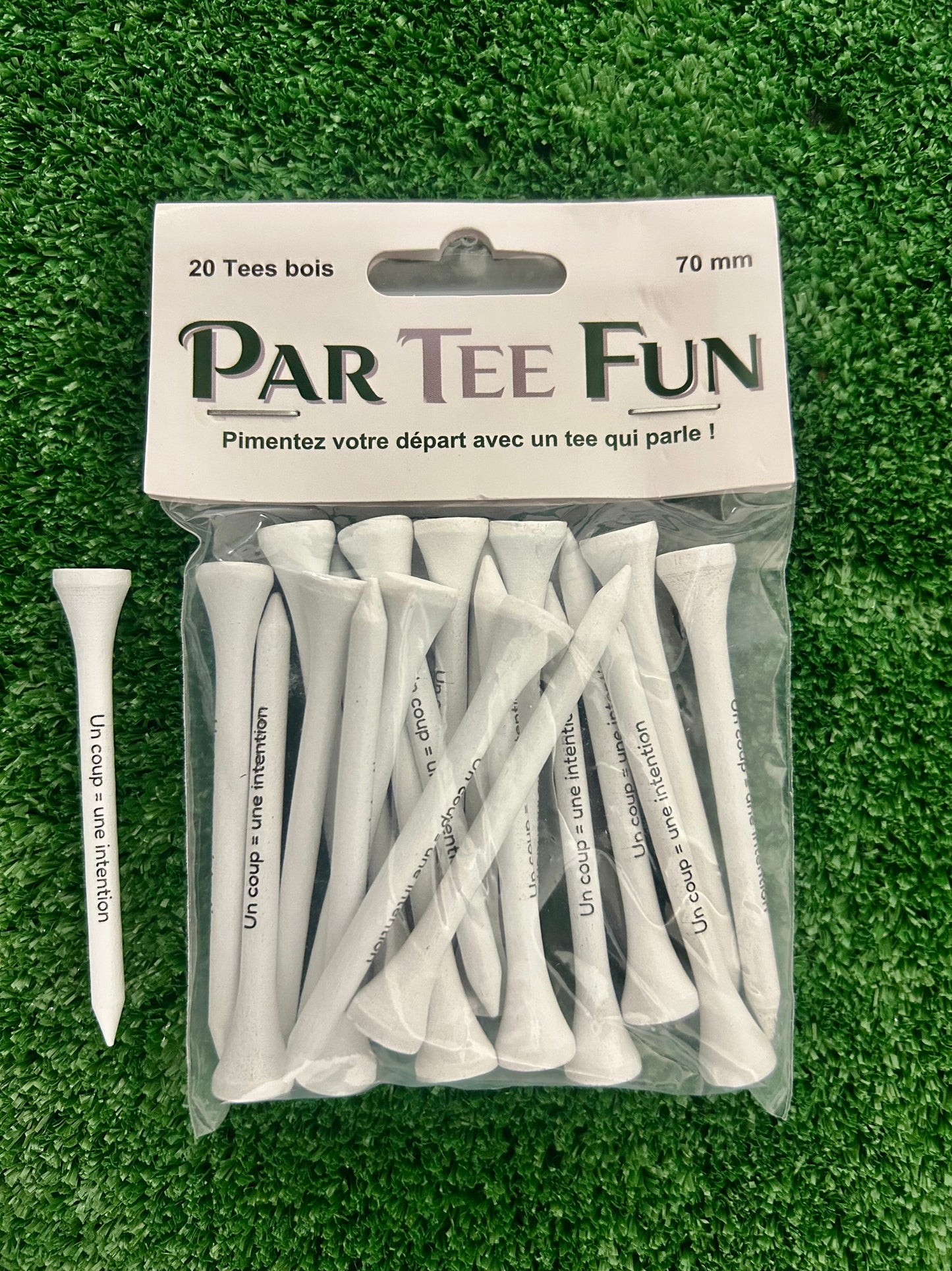 Tee de golf en bois avec citation originale – Cadeau golf Par Tee Fun