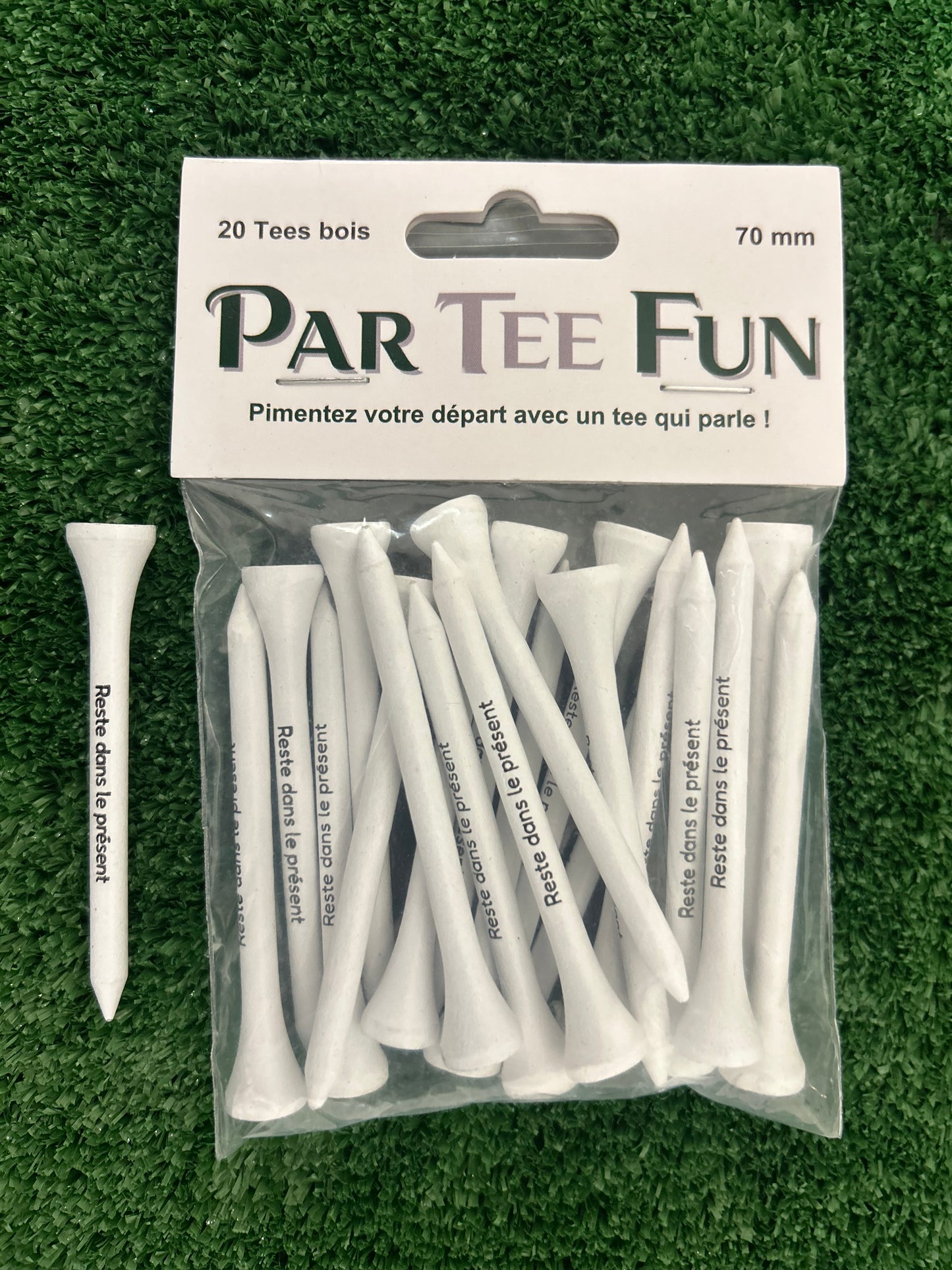 Tee de golf en bois imprimé avec phrase fun – Accessoire original Par Tee Fun